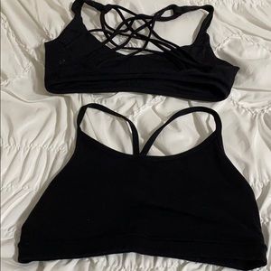 Two black lululemon sports bras